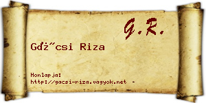 Gácsi Riza névjegykártya
